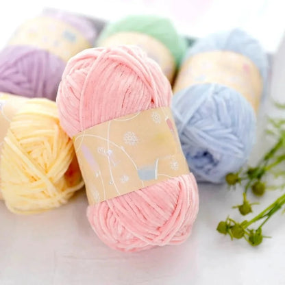 Pear Lustre Chenille Yarn 148Meters/Skein 2mm Thin Pleuche Wool Rope for Hand Crochet Dolls Shoes Materials