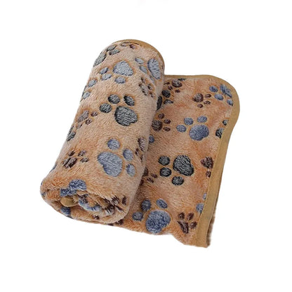 Soft Fluffy Pet Blanket Cute Cartoon Pattern Pet Mat Warm and Comfortable Blanket for Cat Dogs - Coffee / S - 60x40cm