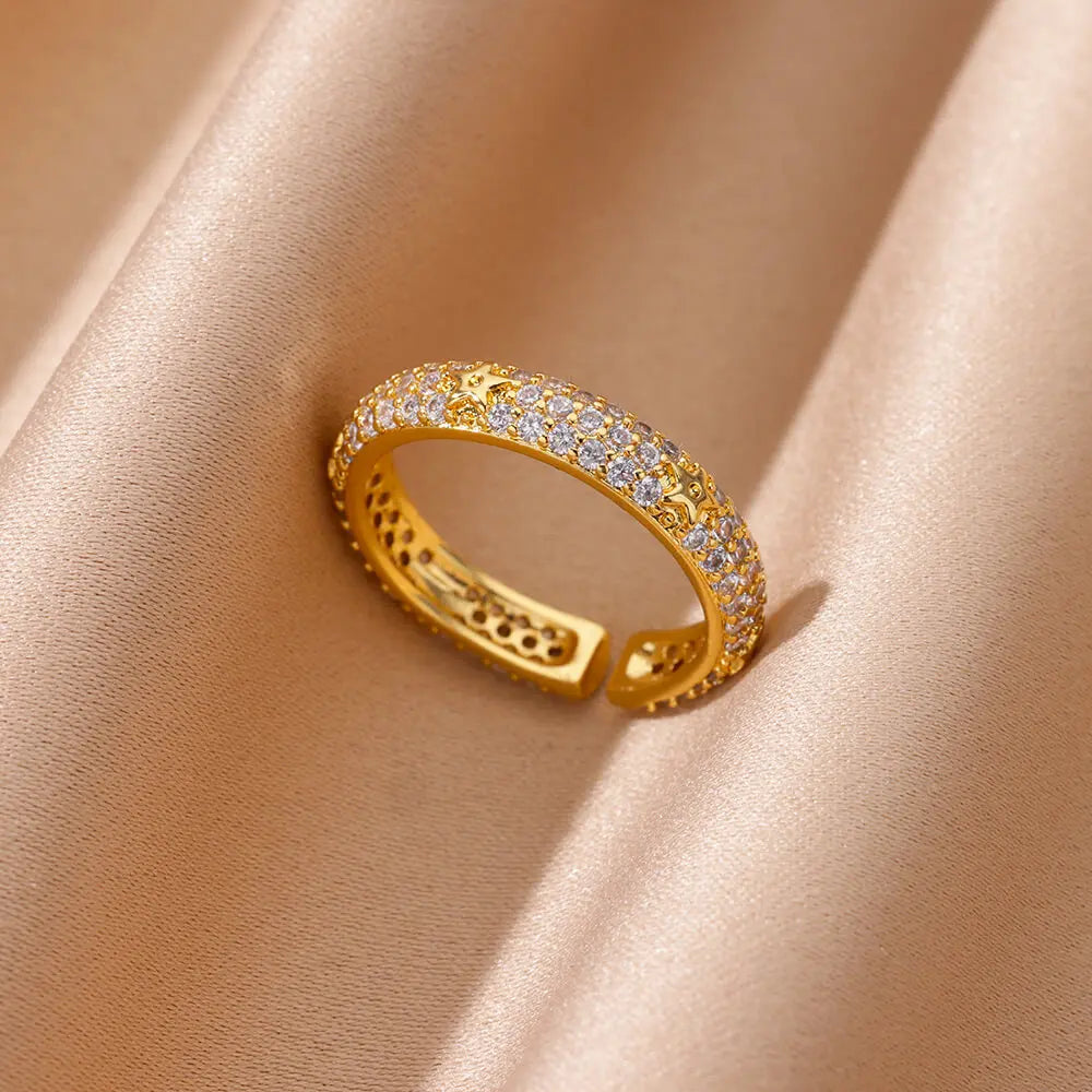 Zircon Geometric Heart Rings For Women Stainless Steel Gold Color Wedding Ring Luxury Aesthetic Jewlery Couple Gift 2025 - JZ