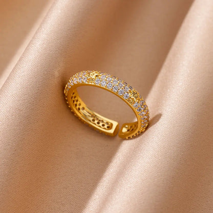 Zircon Geometric Heart Rings For Women Stainless Steel Gold Color Wedding Ring Luxury Aesthetic Jewlery Couple Gift 2025 - JZ