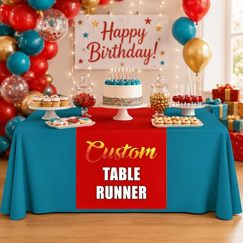 Custom Table Runner with Your /Text/Photo Personalized for Birthday Wedding Anniversary Decors Tablecloth Runners for Christm