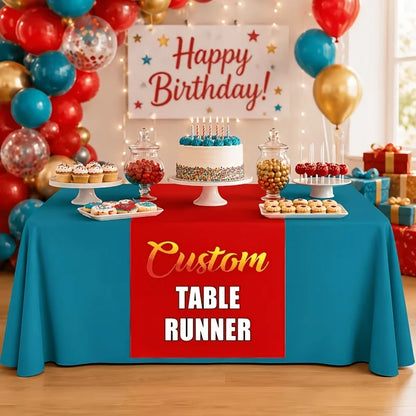 Custom Table Runner with Your /Text/Photo Personalized for Birthday Wedding Anniversary Decors Tablecloth Runners for Christm