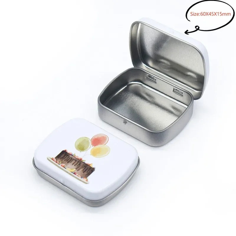 New Square Tin Storage Boxes Small Metal Storage Box Silver Jewelry Keys Coins Metal Box Tin Wedding Candy Storage Tin Can