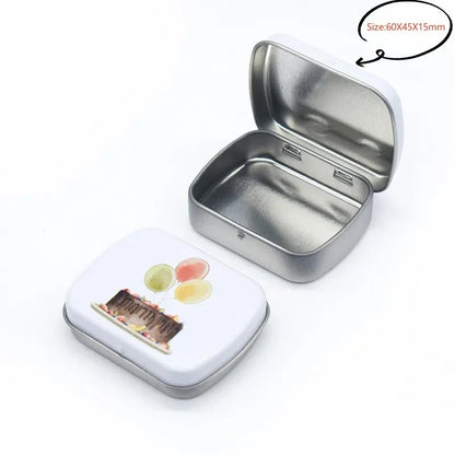 New Square Tin Storage Boxes Small Metal Storage Box Silver Jewelry Keys Coins Metal Box Tin Wedding Candy Storage Tin Can - 