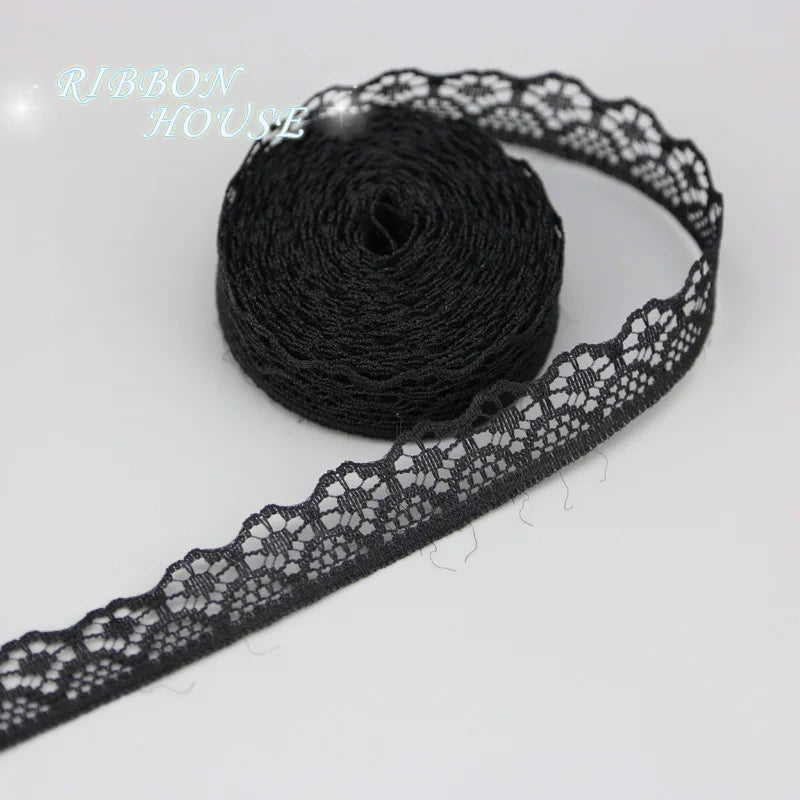 (10 yards/roll) Black lace fabric ribbon Webbing Decoration Lovely gift packing Material