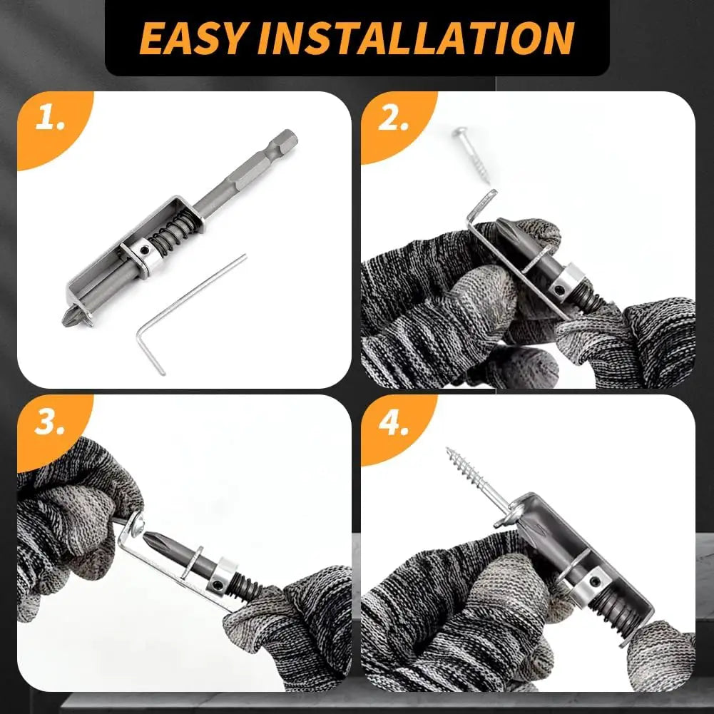 Spring-Loaded Screw Holder Drill Bit Anti-Drop Screwdriver Bit Fixing Clamp Set Screw Holder Drill Bit Phillips Screwdriver B