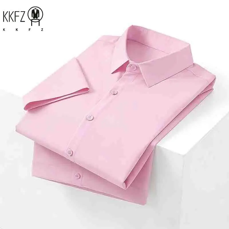 Minimalist Men's Solid Navy Blue Short Sleeve Button Shirt Slim Fit Casual Top for Everyday Outfits