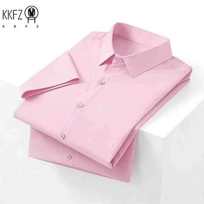 Minimalist Men's Solid Navy Blue Short Sleeve Button Shirt Slim Fit Casual Top for Everyday Outfits