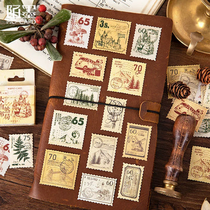 45 Pcs Vintage Plants Stamp Mini Paper Stickers for DIY Diary Scrapbooking Kawaii Stationery Seal Sticker Decoration