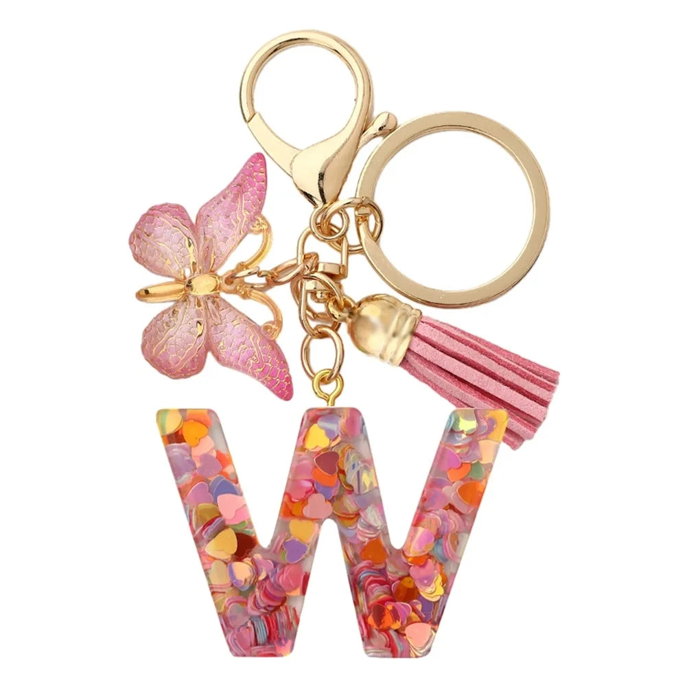 Fashion DIY A-Z Letters keychain Metal Holder Pendent Key Chain Women Car Key Ring Simple Letter Name Key Party Gift Jewelry 