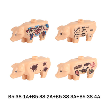 MOC City Animal Series Zoo Scene Panda Tiger Dog Cat Sheep Goat Accessories Building Blocks Bricks Street View Bricks Toys Gi