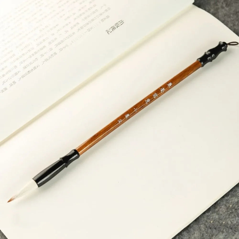 Traditional Chinese Calligraphy Brush Oil Painting Wolf Hair Scriptures Writing Brush Oil Watercolor Wood Art Paint Brush - M