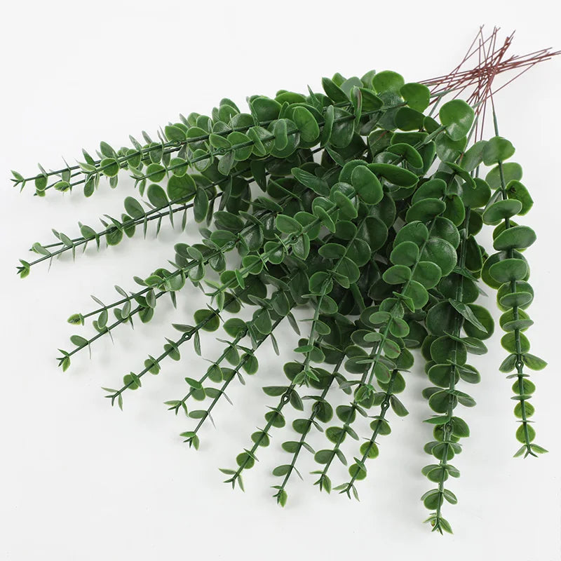 20pcs Artificial Eucalyptus Stems Leaves Green Eucalyptus Branches Fake Plants for Wedding Centerpieces Christmas Navidad Dec