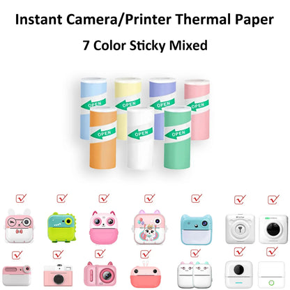 Kids Camera Instant Print Refill for Kids Instant Camera Thermal Printing BPA Free,57x25mm White Non-Adhesive Photo Print Rol