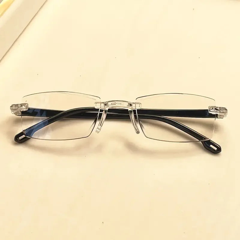 5-14-20 Pack Vintage Style Rimless Reading Glasses Rectangular Frame, Blue Light Blocking, Anti-Fatigue, Unisex, Lightweight 