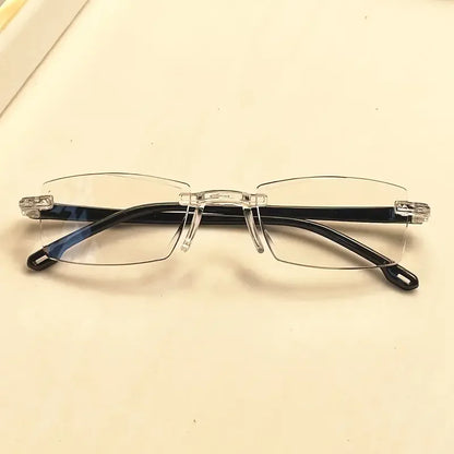 5-14-20 Pack Vintage Style Rimless Reading Glasses Rectangular Frame, Blue Light Blocking, Anti-Fatigue, Unisex, Lightweight 