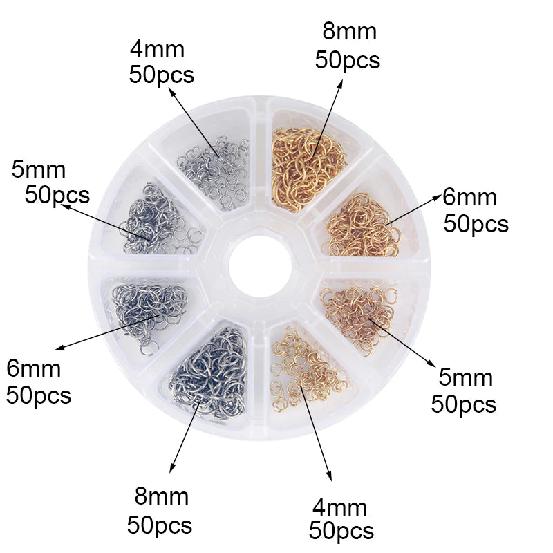 Stainless Steel Lobster Clasps Open Jump Rings Crimp Beads Caps For Diy Bracelet Necklace Supplies Jewelry Making Kit Set Box