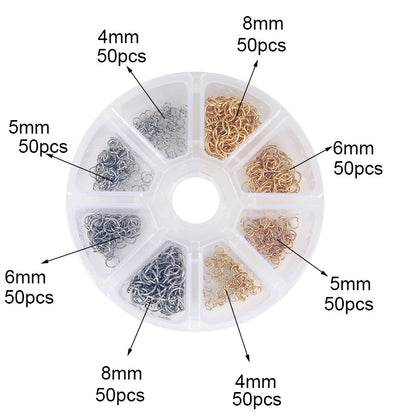 Stainless Steel Lobster Clasps Open Jump Rings Crimp Beads Caps For Diy Bracelet Necklace Supplies Jewelry Making Kit Set Box
