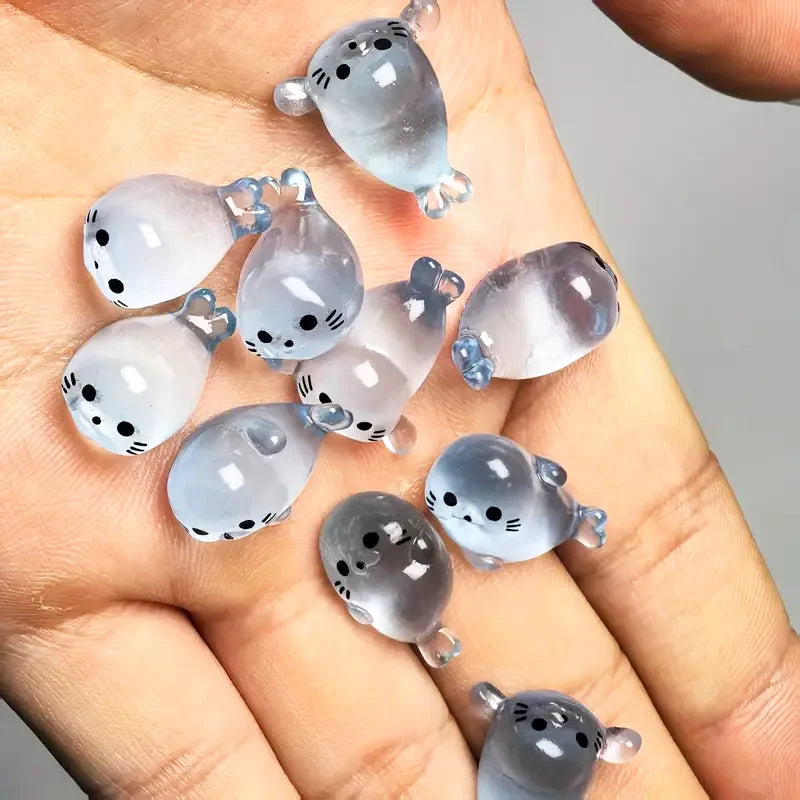 10/20 Pcs Glow in The Dark Mini Seal Figurines, Resin Sea Animals Miniatures, 4 Styles for DIY Craft Home Decoration Supplies