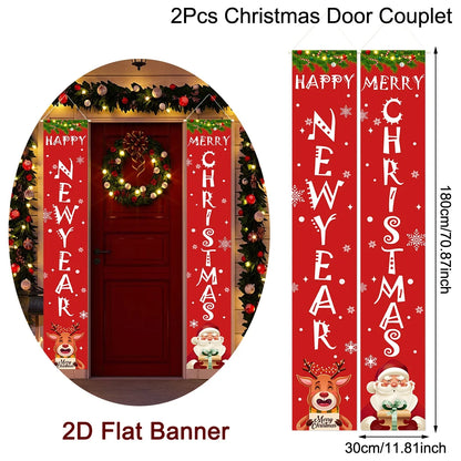 Christmas Door Banner Door Couplet Merry Christmas Decoration For Home 2025 Navidad Kerst Natal Noel Xmas Decor New Year 2026