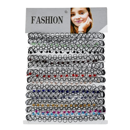 12pcs/lot Vintage Hippy Stretch Tattoo Choker Necklace Elastic Chocker Necklace Fishing Line Tattoo Colorful Necklace - Style