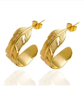 Hoop Earrings for Women Trendy Golden Stainless Steel Earring Jewelry New - D15
