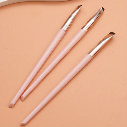 3pcs Makeup Brush Set, Blade Eyeliner Brush Fine Oblique Head Eyebrow Brush Outline Eyeliner Ultra-Thin Eye Shadow Brush Make