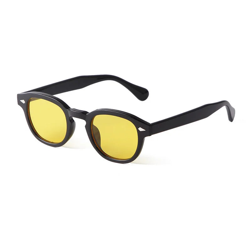 Vintage Fashion Shell Round Sunglasses Women Men 2024 Brand Design Retro Rivet Yellow Blue Lens Square Sun Glasses Female UV4