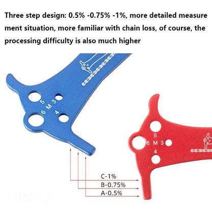 Bicycle Chain Wear Indicator Ruler Repair Tool Stainless Steel Mountain Road Bike Chain Gauge Measurement Checker Screw Diame