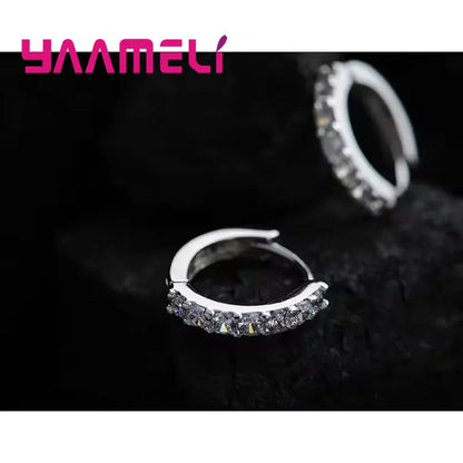 Fast Ship Newest Luxury Romantic Women Jewelry 925 Sterling Silver Plated Rhinestone Crystal Hoop Earrings For Women
