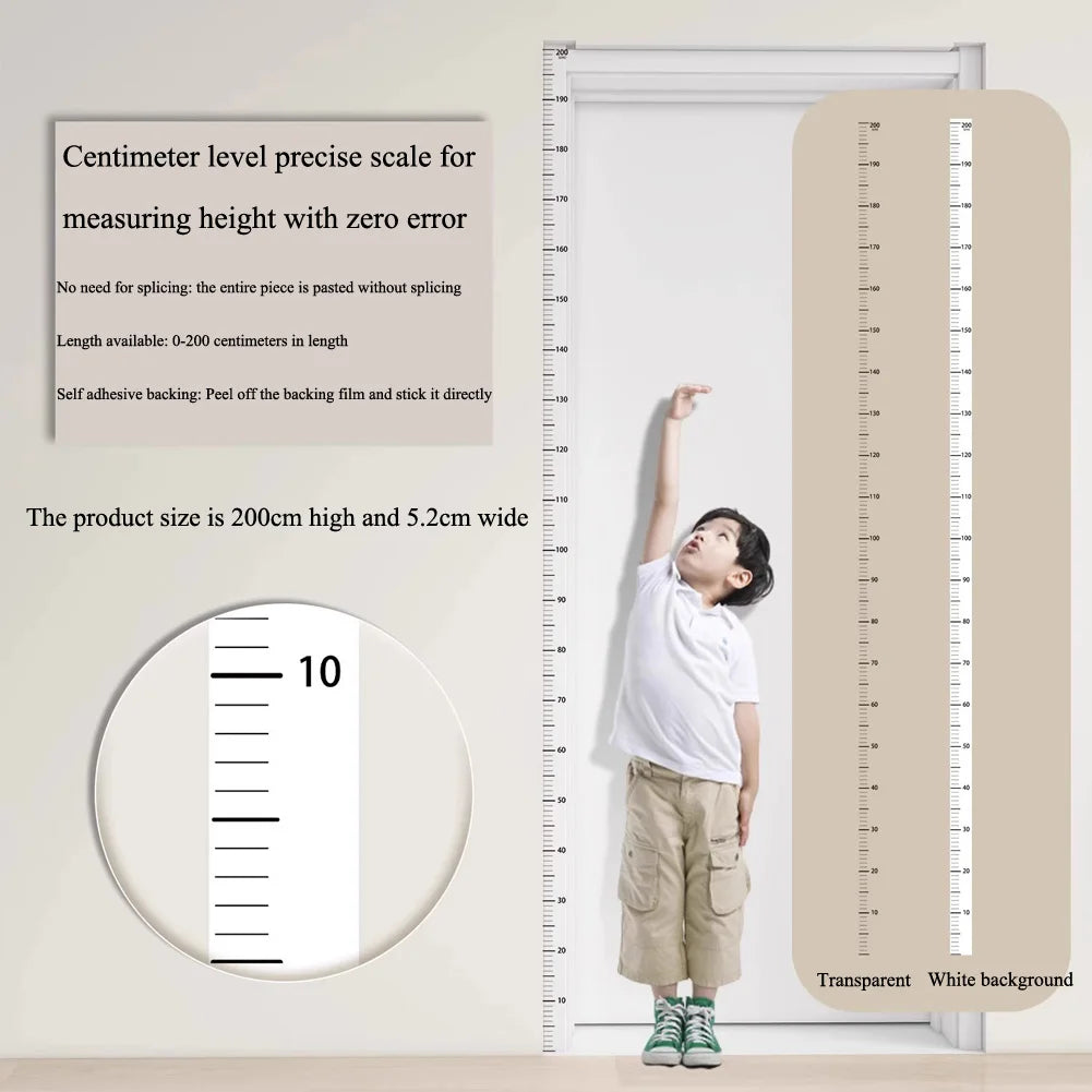 Transparent/White Height Scale Wall Sticker 2 Meter Height Bedroom Background Home Decals Kids Room Decoration Removable Mura