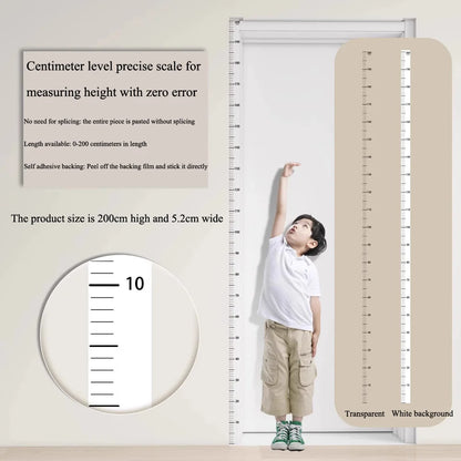 Transparent/White Height Scale Wall Sticker 2 Meter Height Bedroom Background Home Decals Kids Room Decoration Removable Mura