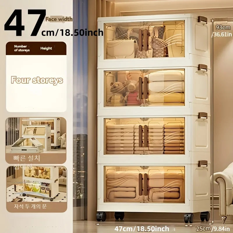 Foldable Storage Box with Clear Door - Spacious, Durable, and Easy-to-Assemble - Ideal for Organizing Clothes, Books, Toys, a