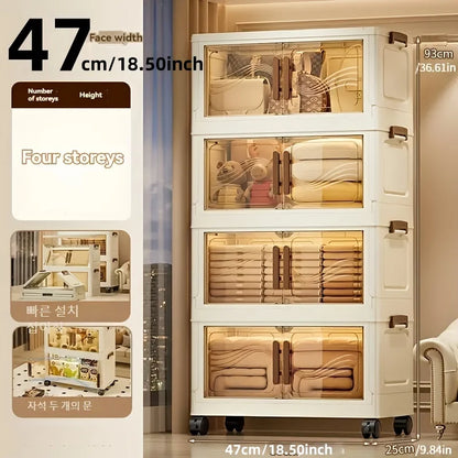 Foldable Storage Box with Clear Door - Spacious, Durable, and Easy-to-Assemble - Ideal for Organizing Clothes, Books, Toys, a