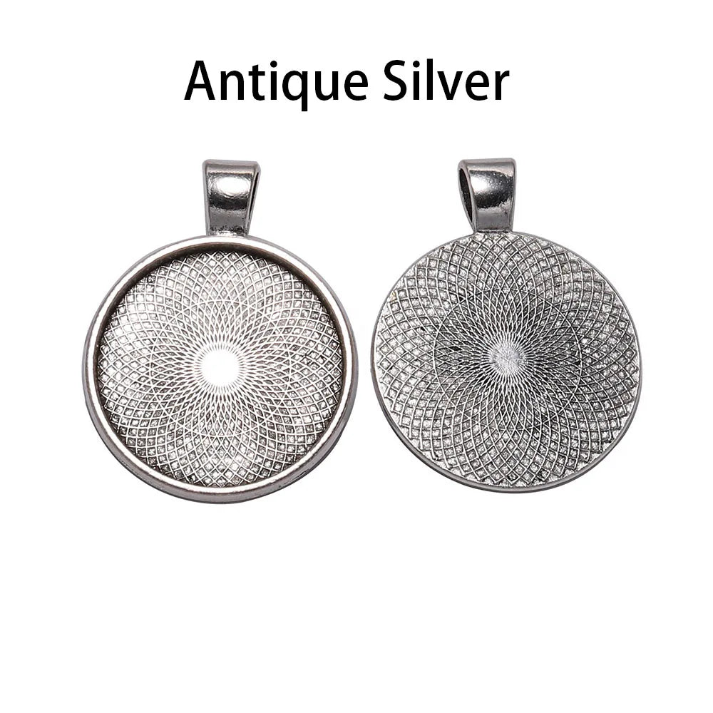 10Pcs 20/25/30mm Necklace Pendant Setting Cabochon Cameo Base Tray Bezel Blank For Pendants Cabochons Jewelry Making Accessor