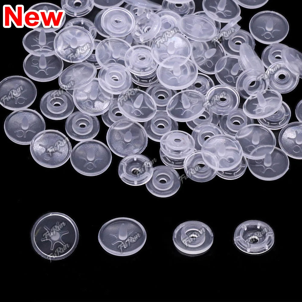 100sets Multiple Colors Plastic Snap Buttons Round Press Stud Fasteners for Baby Clothes Garment Accessories DIY Craft 20Colo
