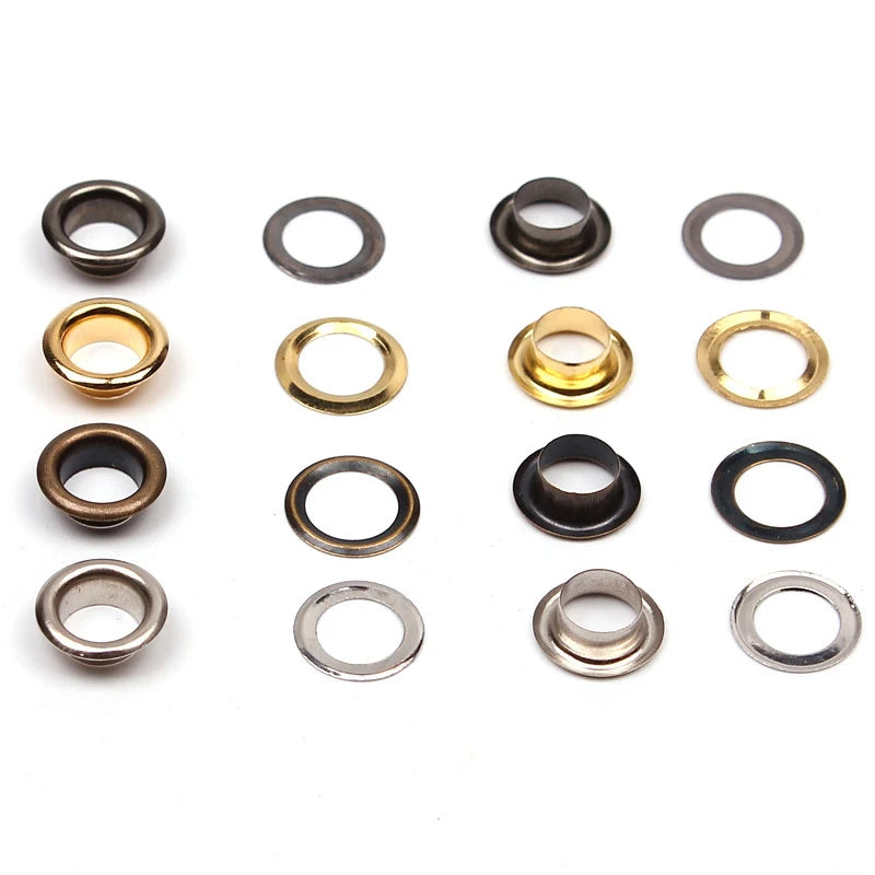 100sets 4mm Brass Eyelet with Washer Leather Craft Repair Grommet Round Eye Rings For Shoes Bag Clothing Leather Belt Hat