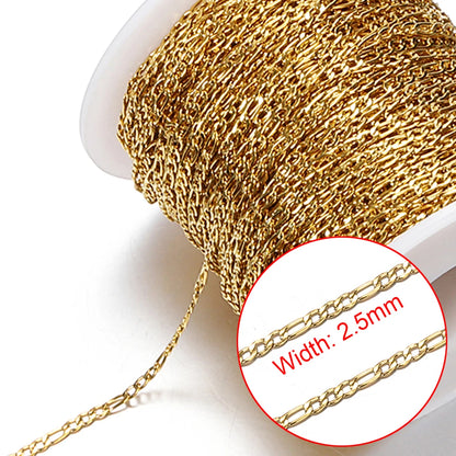 No Fade 2Meters Stainless Steel Chains for Jewelry Making DIY Necklace Bracelet Accessories Gold Chain Lips Beads Beaded Chai