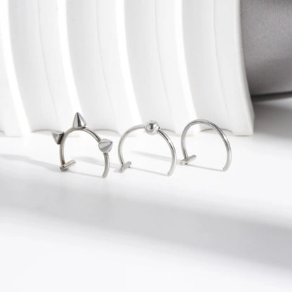 2Pcs/6Pcs Stainless Steel Fake C Clip Lip Ring Labret Piercing Earring Fake Nose Piercing Cool Women Body Jewelry Non-Pierced