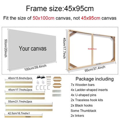 Various Sizes Canvas Frame Wooden Frames Natural Wooden Photo Oil Painting Canvas Diamond Painting Frames Canvas Wood Wall Fr