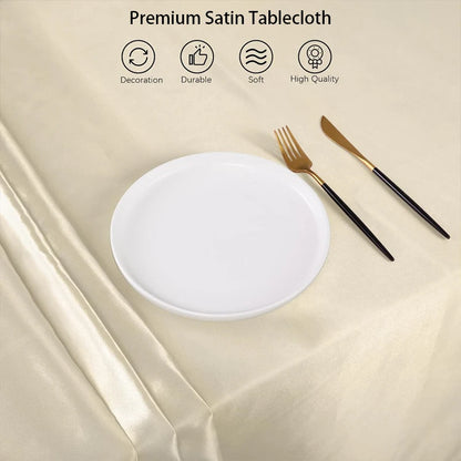 Rectangle Wedding Satin Large Tablecloth Bright Smooth Silk Table Cover Anniversary Dining Party High-End Table Decor