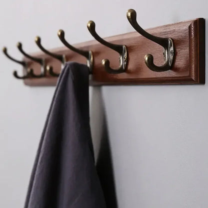 Wall Mounted Solid Wood Coat Rack with Hooks Hats Clothes Hanger Closet Organizer Perchero Furniture for Hallway Entrance Dec
