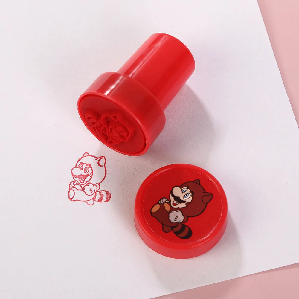 12PCS Super Marios Stamps for Kids Anime Action Figures Signet Teacher Stamp Reward Kids Accessory Children Classic Toys Gift