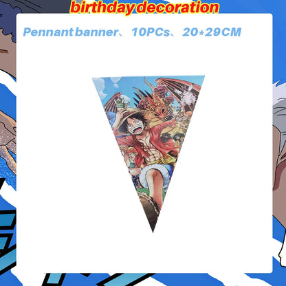 One Piece Birthday Party Dinner Plates Hanging Banner Cake Decoration One Piece Luffy Balloon Party Decoration Theme Props Gi