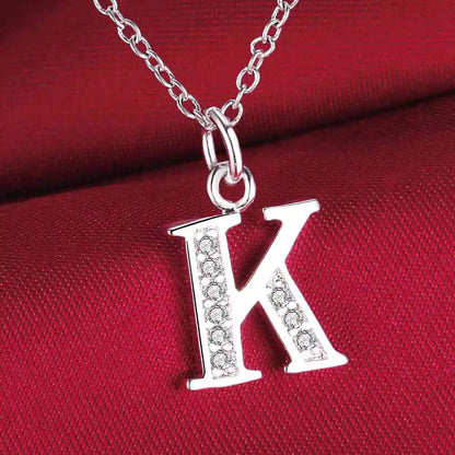 26 Letters 925 Sterling Silver Necklace Pendant Zircon For Women Exquisite Student Girlfriend Jewelry Accessories Wedding Gif