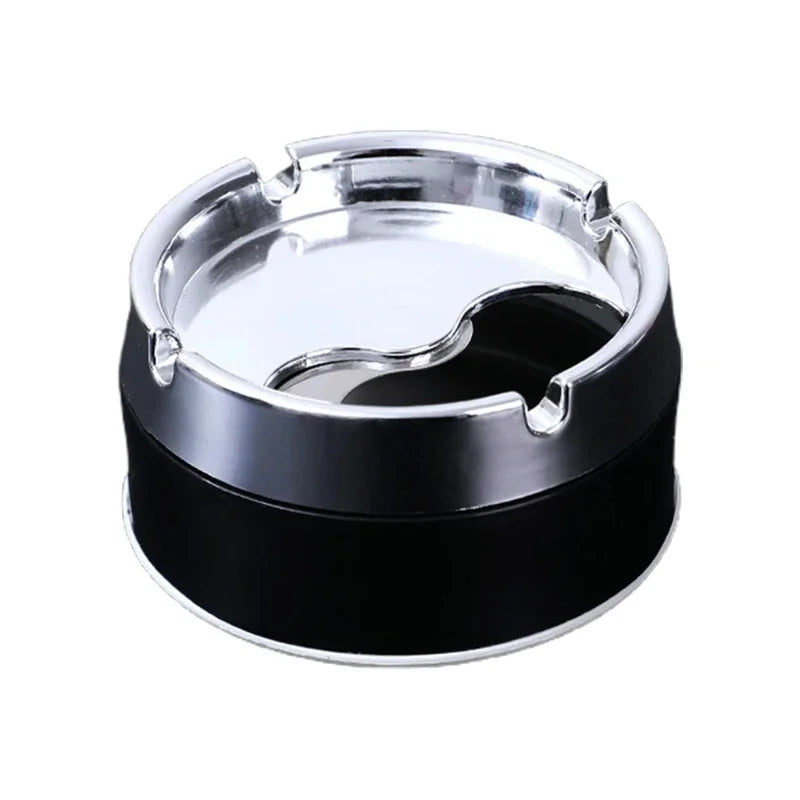 Stainless Steel Round Windproof Ashtray with 360° Rotating Lid for Home Office Living Room Decoration Men Sealing Ashtrays 9*
