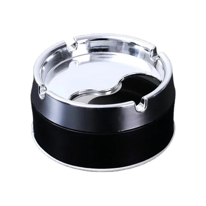 Stainless Steel Round Windproof Ashtray with 360° Rotating Lid for Home Office Living Room Decoration Men Sealing Ashtrays 9*