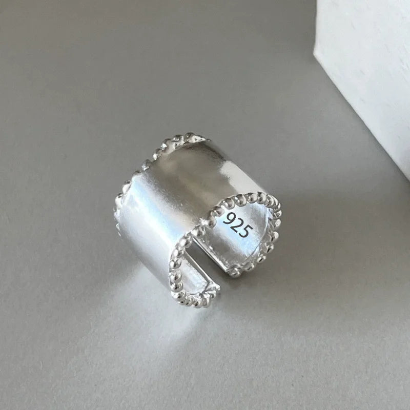 VENTFILLE 925 Sterling Silve Flower Ring for Women Gift Hollow Out Design Retro Hip Hop Versatile Jewelry Party Gift - FFMM06