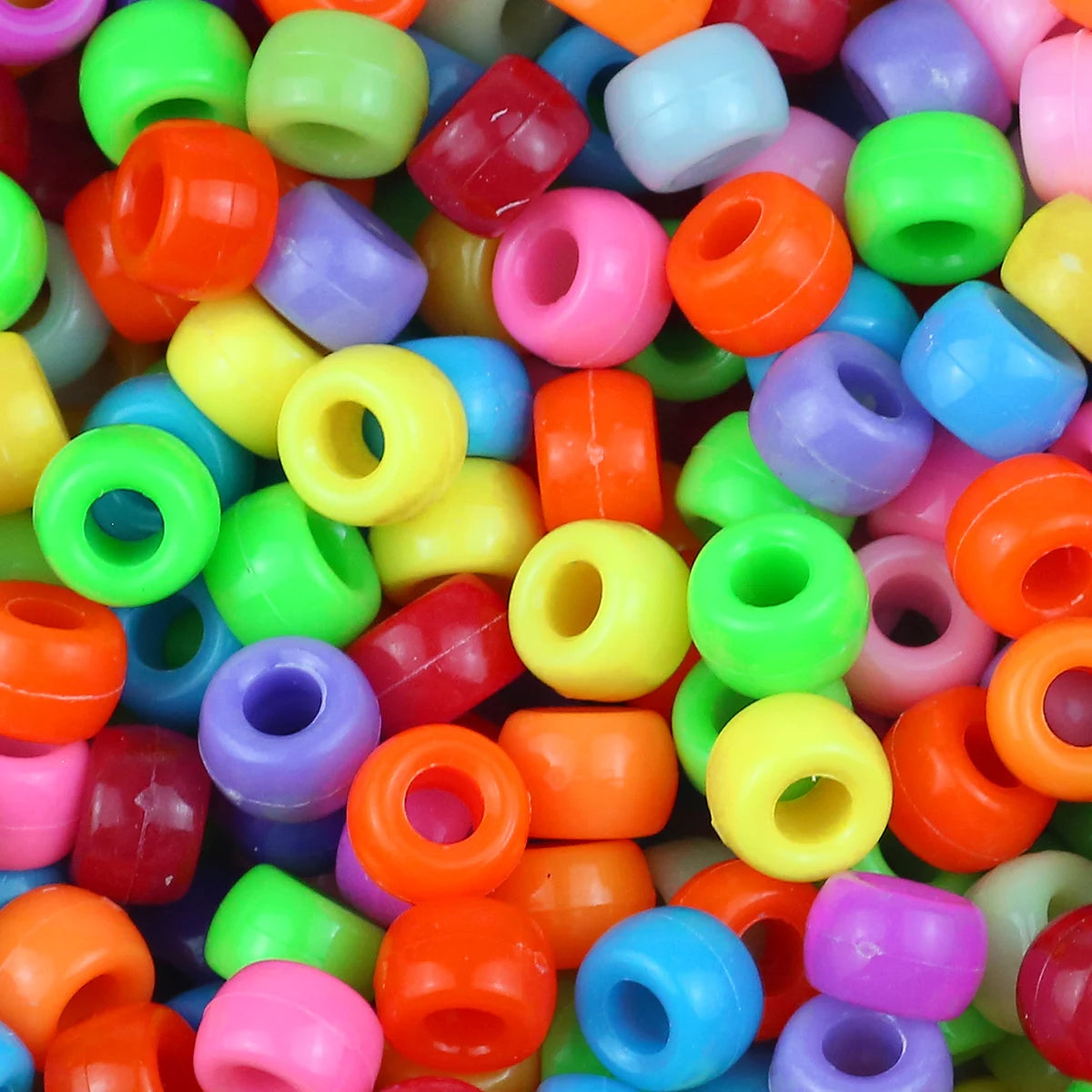 100/200/400pcs 6x9mm Solid Color Large Hole Pony Beads DIY Jewelry Making For Friendship Bracelets & Hair Braids Craft Suppli