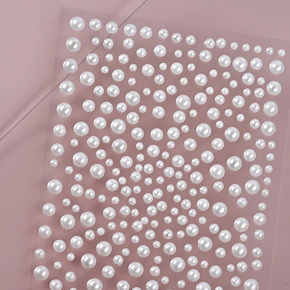 1/3/5 Sheet 3D White Pearl Eyes Face Tattoo Self Adhesive 3D Face Gem Jewels Eyeshadow Stickers Round Pearls Makeup Rhineston